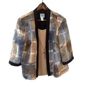 Vintage R&M Richards Women Blouse Cardigan Duo Necklace 18WP Floral Quiet Luxury